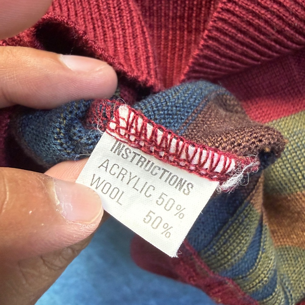 Vintage Bangkuber Plaid Knit Sweater XL 50% Wool Grandpa Core Korea - Picture 4 of 7